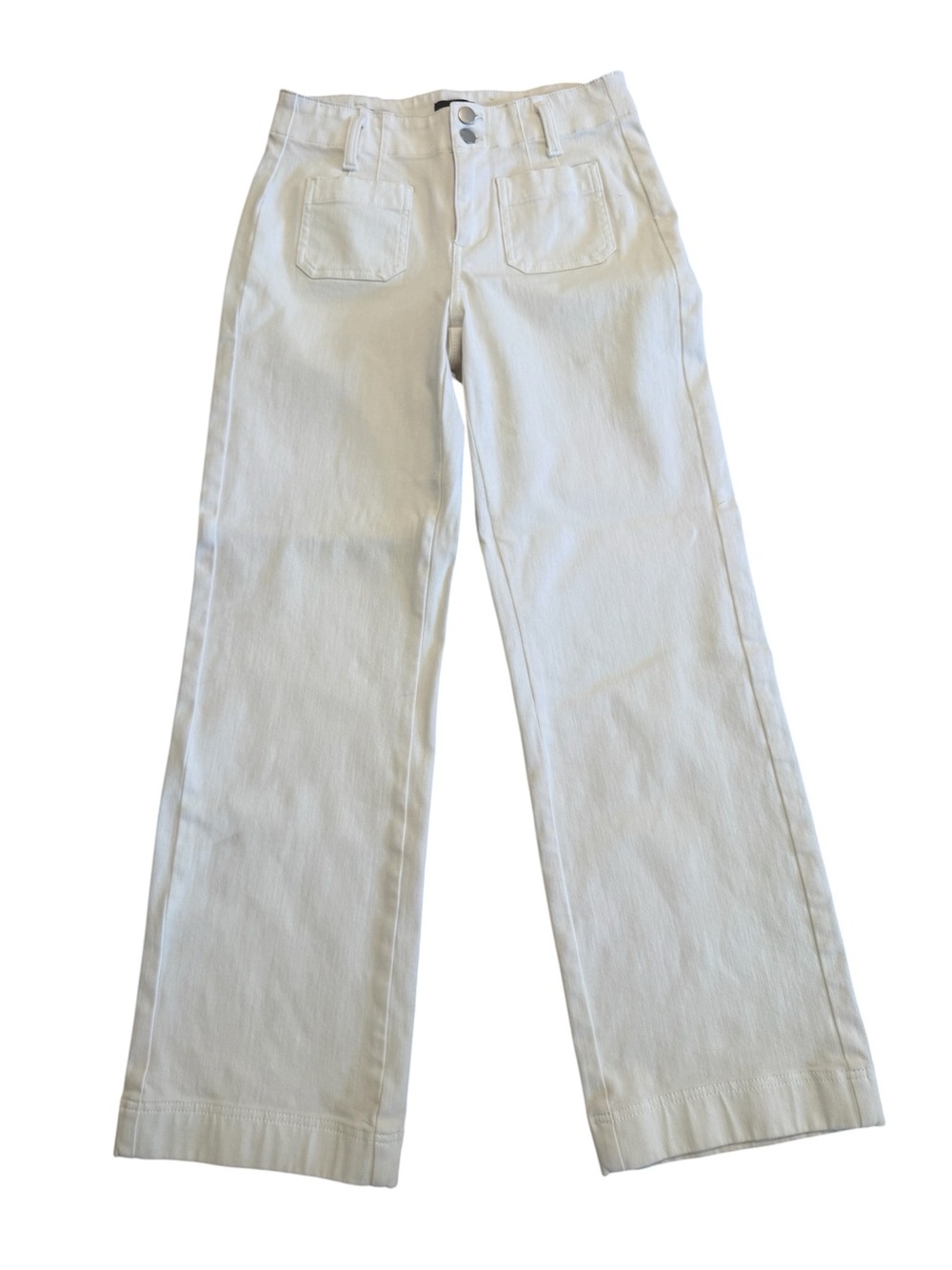 Talbots White Wide-Leg Jeans with Front Patch Pockets